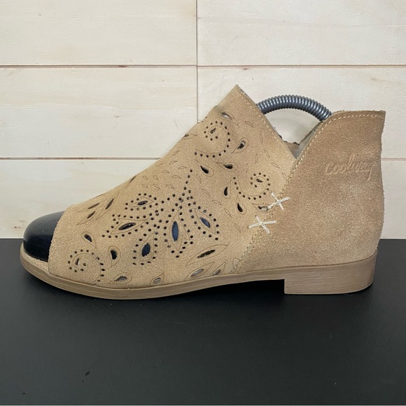 Coolway Nelia Open Toe Booties Women's Size 8 Shoes EU39 Tan Suede Leather Zip - Picture 4 of 11